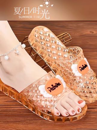 #水晶鞋 2025新款水晶平底加厚拖鞋镂空20岁胶质老款爆闪水晶玻璃拖鞋女夏#凉拖鞋 #软底软面穿上超舒服 #透气舒适 #防滑耐磨