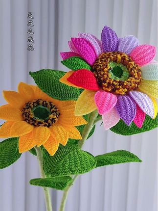 新花向日葵🌻桌面教程来咯,喜欢的姐妹们别错过了哟 #毛线钩织 #成品展示