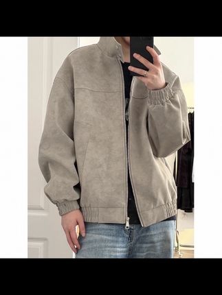 扎染立领皮衣外套男秋季潮牌美式复古短款夹克cleanfit工装棒球服#扎染 #立领夹克 #秋季新款穿搭 #美式复古 #棒球服外套