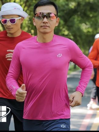 有为者男女款马拉松运动跑步长袖t恤呼吸方格交叠领训练速干衣服#运动装备 #健身穿搭 #户外穿搭 #穿搭分享 #穿搭分享