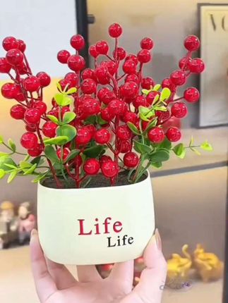 仿真红果发财果life瓶装饰平安喜乐乔迁大吉喜庆花艺新年装饰花艺#摆件 #平安果 #摆件工艺品 #装饰品 #发财果