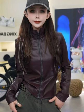 星宝定制暗黑RO风秋冬新款PU蛋白皮衣显瘦拉链机车风外套女1363#爆款热卖中 #面料柔软舒适 #我要上热门🔥 @抖音小助手