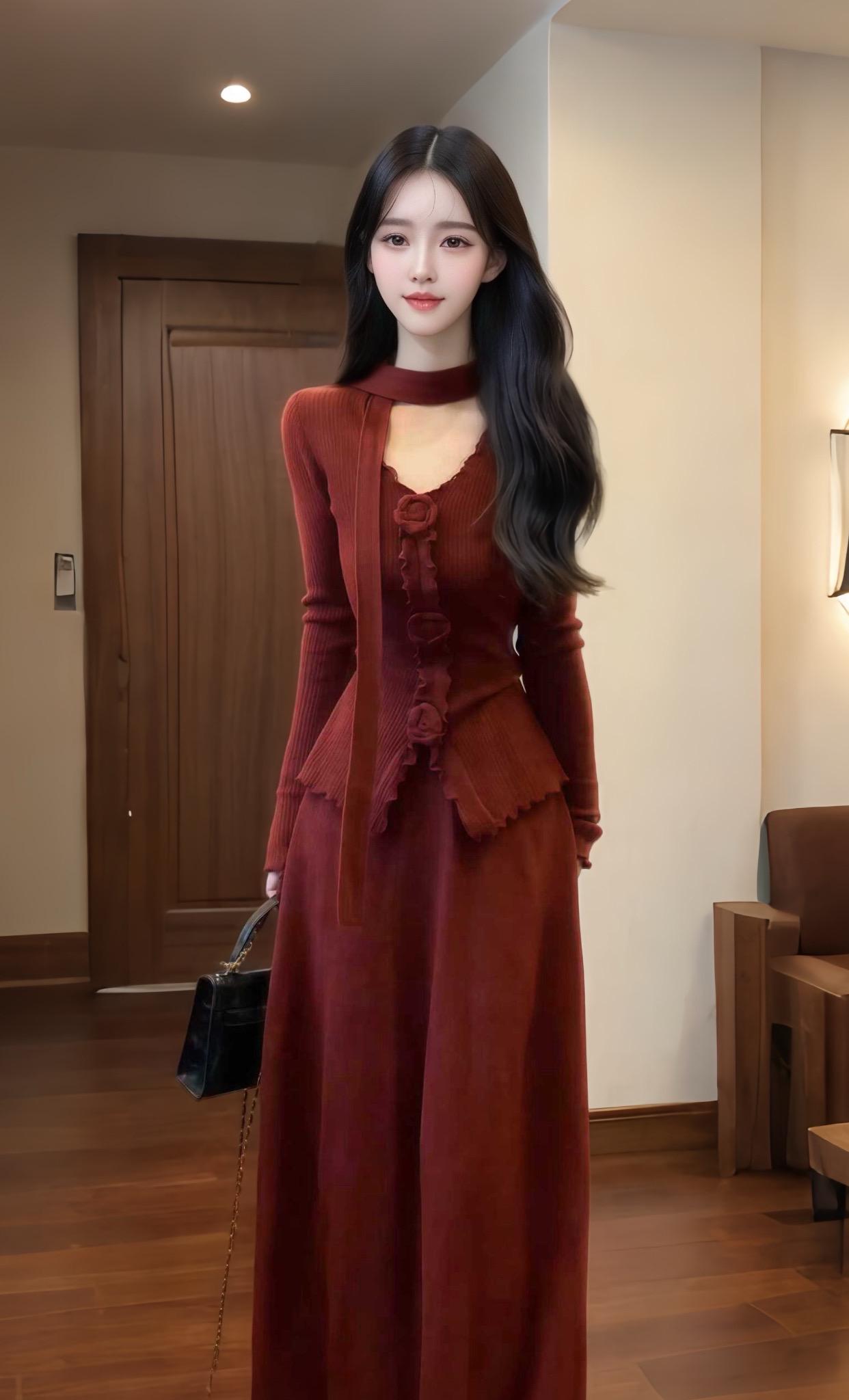 #高级感穿搭 #红色系 #法式连衣裙 #气质轻熟风 #初秋穿搭