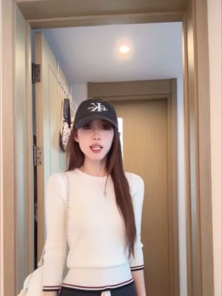 【主播专属】撞色半袖圆领针织衫女修身显瘦百搭休闲内搭打底T恤上衣