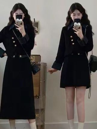 2025秋新款大码女装法式假两件小香风外套高腰半身裙两件套女#小香风外套 #大码女装 #高级感穿搭 #显瘦显高显气质 #大码搭配