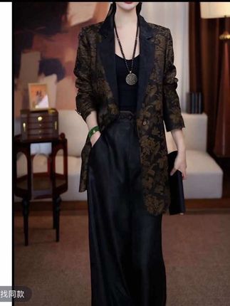 新中式国风复古套装2025秋季新款贵夫人气质减龄西服外套+阔腿裤#贵夫人 #减龄穿搭 #高级感穿搭 #时尚穿搭 #爆款热卖中