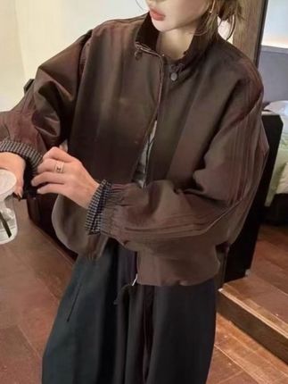 设计感格子拼接短外套女欧洲站早秋新款时尚休闲百搭显瘦夹克上衣#女装 #今日穿搭 #穿搭女装 #休闲穿搭 #显高显瘦