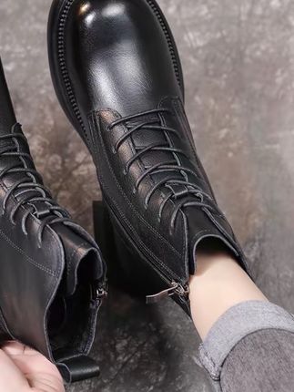 马丁靴2025秋冬新款英伦真牛小皮鞋加绒短靴平跟厚底女鞋增高短靴#好物推荐🔥 #女鞋推荐 #你鞋真好看 #休闲鞋 #靴子控