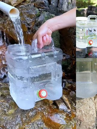 户外水桶手提桶储水用纯净矿泉家用车载自驾带龙头透明饮水蓄水桶#爆款热卖中 #手提桶