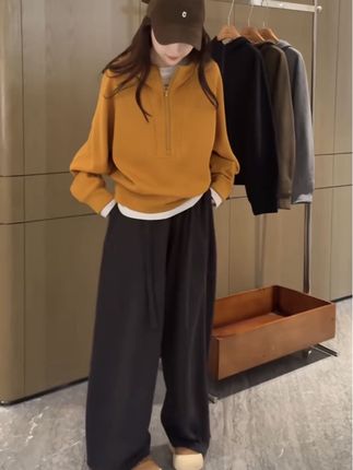 #高级感穿搭 #半拉链卫衣#宽松上衣#气质穿搭#小个子秋冬穿搭