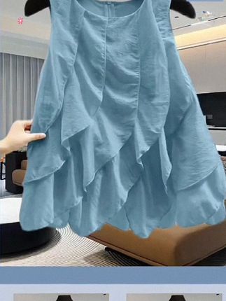 荷叶边拼接套头衬衫2025夏季韩版宽松显瘦纯色拉链休闲背心潮#时尚穿搭 #休闲减龄穿搭 #夏季新款 #新款上新 #休闲养生spa会馆推荐