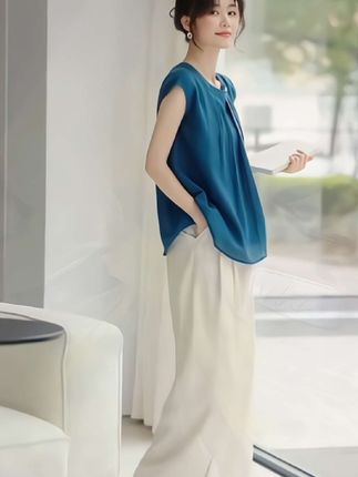 #多巴胺女孩穿搭 #时尚穿搭 #亚麻套装 #显瘦穿搭 @DOU+小助手