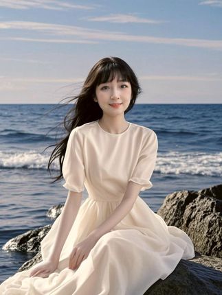 #AI海畔白衣影