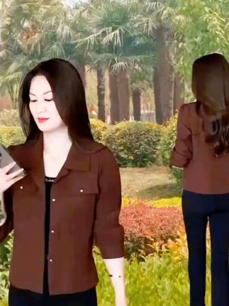 【啄木鸟长袖衬衫女春秋新款气质 休闲时尚减龄领洋气早秋衬衫#春秋衬衣#秋季新款#时尚衬衫