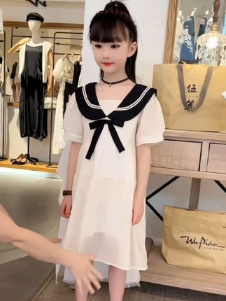 #我要上热门 中大童女童2025夏款新款海军风洋气学院风网红连衣裙度假森系风#穿搭 #高品质童装 #夏季穿搭 #谁穿谁好看 @DOU+小助手 @DOU+上热门 @巨量千川