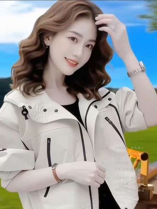 新款时尚连帽短款外套韩版休闲百搭宽松小个子夹克上衣#穿搭 #街拍 #情侣#穿出自己的风格#强烈推荐