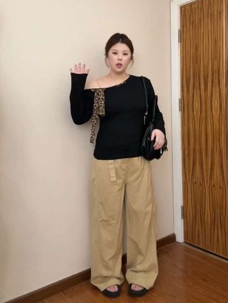 39.9米拿下初秋豹纹小长袖 #初秋穿搭 #大码女装120斤到220斤 #苹果型身材 #150斤 #甜辣风穿搭