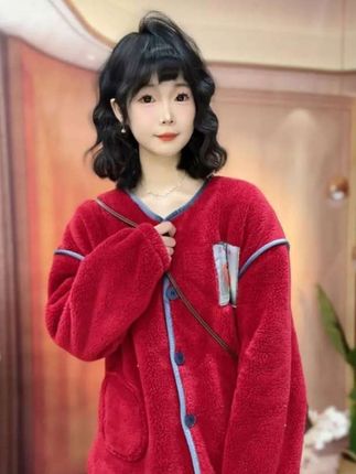 #红色家居服 #喜庆时尚 #休闲家居服 #女士睡衣家居服 #在家也要美美哒