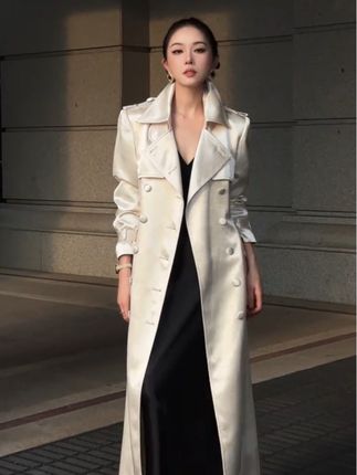 #缎面重工长款风衣#时尚穿搭 #秋冬穿搭 #女装#风衣穿搭