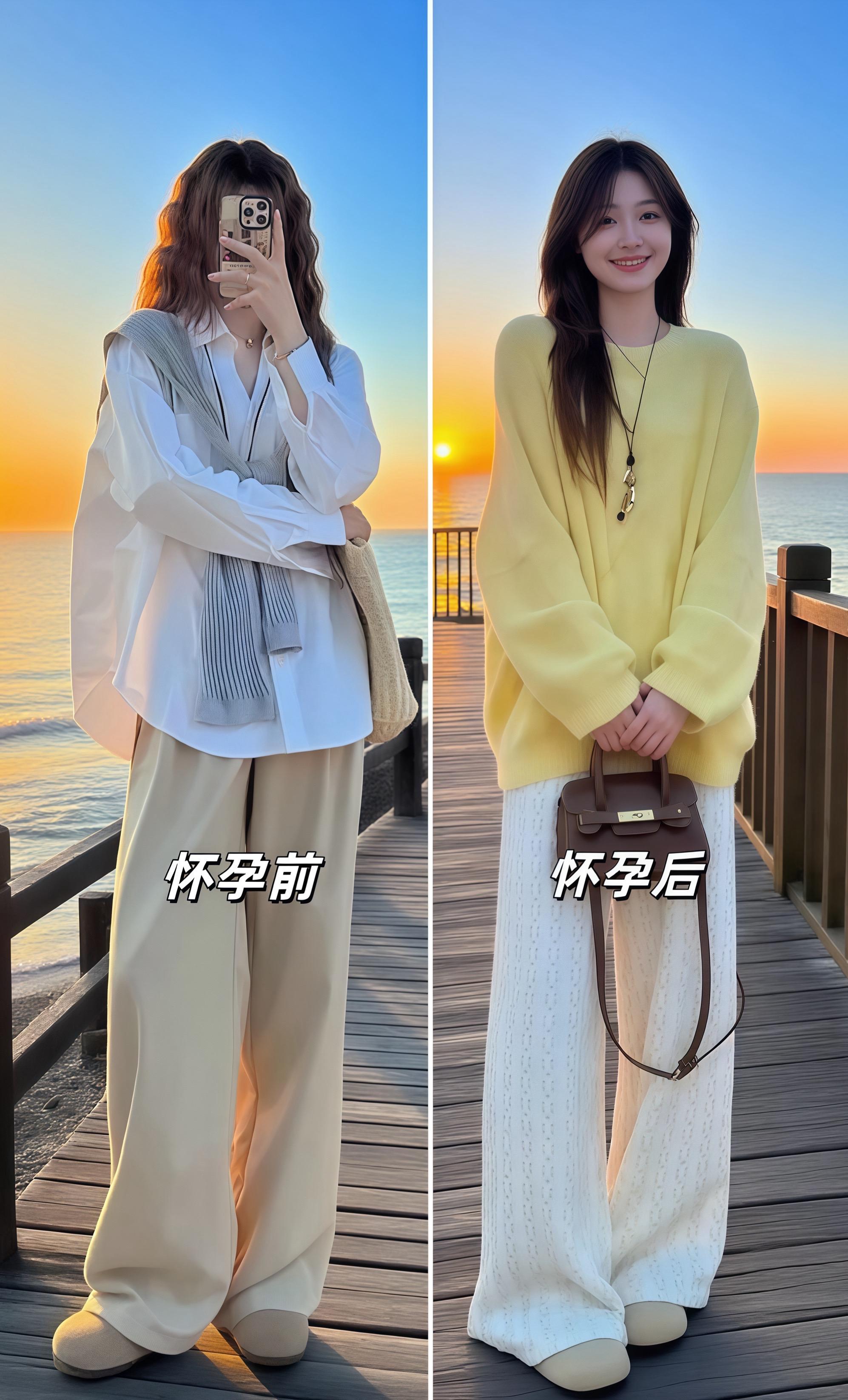 小孕妇们降温了,爱惨了这套氛围感穿搭!#慵懒风穿搭 鹅黄色针织毛衣上衣搭配休闲阔腿裤,版型宽松显白又显瘦,慵懒风十足。面料柔软舒适,保暖又好看,简直是孕期必备!而且它还是大码设计,能穿到生,不用再担心找不到合适的衣服了,喜欢的姐妹们赶紧入手吧!#孕期穿搭 #孕妇装 #产检穿搭 #出游穿搭
