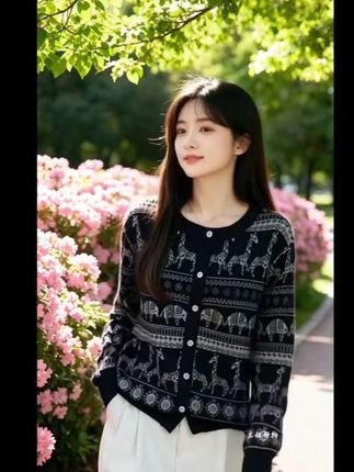 #品质女装 #时尚穿搭 #提花针织开衫#洋气减龄 #高级感穿搭
