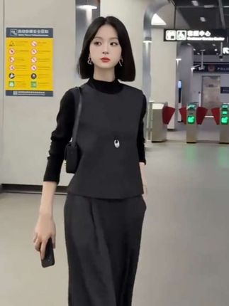 (有运费险)时尚高级感气质套装女秋季新款打底衫马甲阔腿裤三件套#优雅气质 #减龄显瘦穿搭 #女装穿搭 #显高显瘦穿搭 #穿出高级感