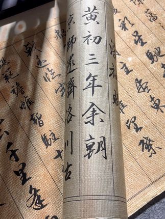 蜡染麻布纹格子长卷来了#书法#宣纸