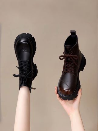 厚底韩版炸街瘦瘦马丁靴 软底防滑 加绒舒适 低帮短靴#马丁靴 #厚底马丁靴 #女鞋 #ootd穿搭