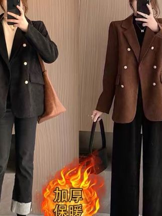 2025秋冬胖mm大码女宽松休闲西服加棉加厚美拉德西装外套18357#今日穿搭 #穿搭女装 #高级感穿搭 #黑色高级感穿搭