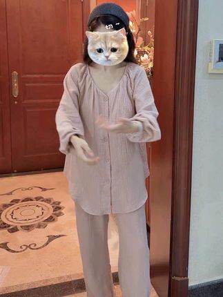#睡衣家居服 纯棉棉纱