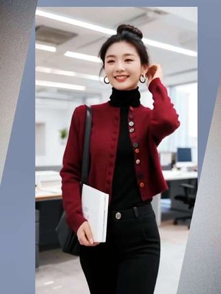 彩扣圆领毛衣开衫 #彩扣开衫 #圆领开衫毛衣 #毛衣外套 #秋季穿搭 #女装