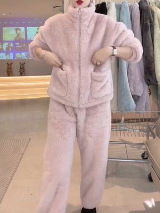 【绒宝宝J】反季睡衣女冬季加绒保暖拉链设计外穿家居服宽松两件套#加绒保暖 #时尚穿搭 #不挑年龄不挑身材