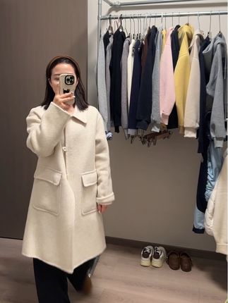 148/93斤小个子日常穿搭,超适合小个子的一款双面呢子大衣#小个子穿搭 #羊绒大衣 #梨形身材穿搭