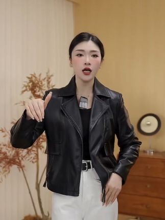 2025新款修身时尚显瘦皮衣女款爆款休闲百搭机车外套复古外套#皮衣 #皮衣搭配 #品质女装 #高级感穿搭 #秋季穿搭