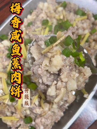 广东打工人的下饭菜:梅香咸鱼蒸肉饼,好吃下饭香喷喷#地方特色美食 #梅香咸鱼 #梅香马鲛鱼 #无限回购的宝藏单品