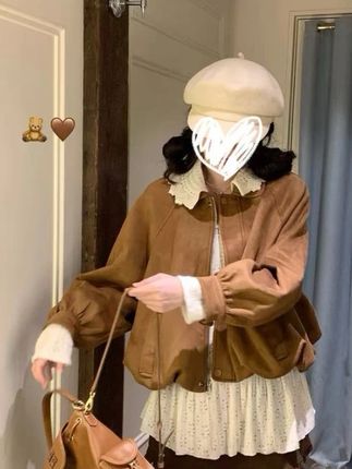 时尚套装外套女百搭花边领秋季千金风短外套翻领小衫两件套#今日穿搭 #学院风穿搭 #甜美穿搭 #韩系穿搭 #外套穿搭