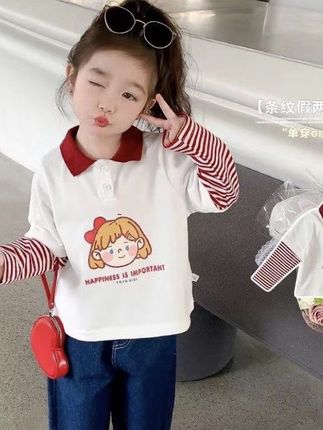 女童t恤长袖2025春秋新款假两件polo衫儿童装宝宝上衣T秋装打底衫#女童穿搭 #长袖T恤 #春秋穿搭 #假两件polo衫 #宝宝上衣 @DOU+上热门