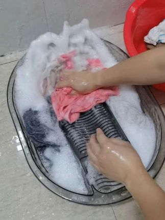 洗衣盆带搓衣板一体式家用大号塑料盆多功能洗衣桶洗衣服加厚大盆#洗衣盆带搓衣板一体盆 #洗衣
