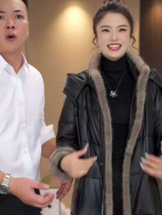 SHIMEISHAER/诗美莎尔 海宁新款水貂领连帽设计鹅绒皮草外套YR881