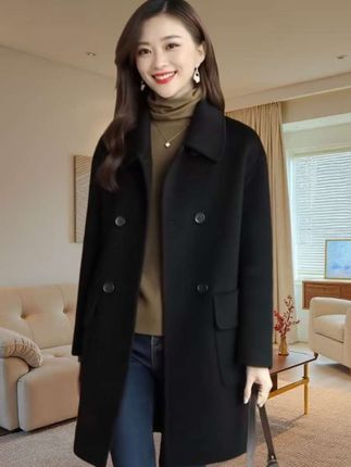 韩版双排扣宽松毛呢外套#优雅气质#谁穿谁好看#时尚减龄#穿出自己的风格