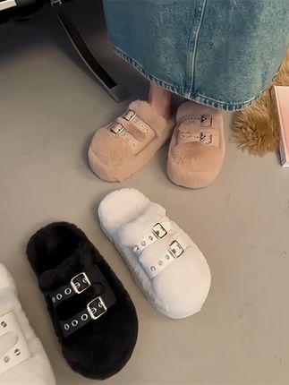 秋冬季毛毛拖鞋保暖拖鞋穿搭