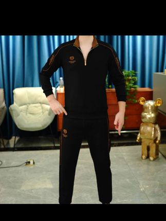 2025秋季男士长袖翻领时尚休闲百搭套头卫衣条纹小标套装TZ2010#帅气穿搭 #时尚潮流穿搭 #男神必备 #谁穿谁好看 #高端大气