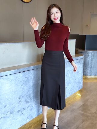 秋季新品开叉半身裙#气质穿搭 #她家衣服真好看质量好还不贵 #半身裙