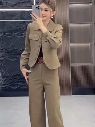 2025秋季新款时尚显瘦气质网红高档套装女高级百搭宽松大码两件套#高级感穿搭 #时尚套装 #时尚搭配服装