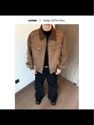 LK正品 复古美式做旧水洗PU皮衣男重磅质感廓形短款皮夹克#皮衣外套 #品质男装 #男士外套 #春装新款 #男装穿搭与分享