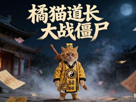 《橘猫道长:大战僵尸王》#视频ai生成仅供欣赏 #猫道长, #僵尸