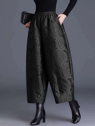 #大码休闲裤#提花9分阔腿裤#秋冬季新款