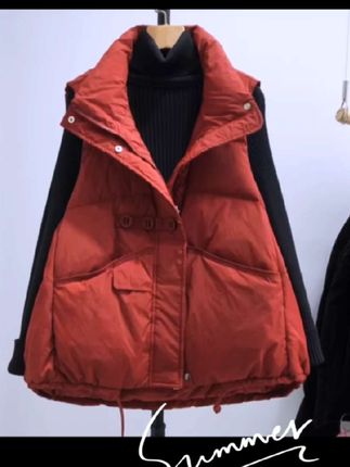 @D0u十小助手#秋冬新款立领白鸭绒羽绒服马甲#韩版短款时尚洋气羽绒背心马夹外套#外穿穿搭#5款可选小码S90一125斤左右到最大码M125一150斤左右冬季宽松短款立领羽绒马甲坎肩背心时尚洋气减龄百搭款@巨量千川