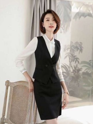 黑色西装马甲女四季高级感女士工装职业工作服单件套装三件套春秋#气质女神范儿 #女性职场穿搭 #好身材好气质 #女士工装职业工作服三件套,春秋
