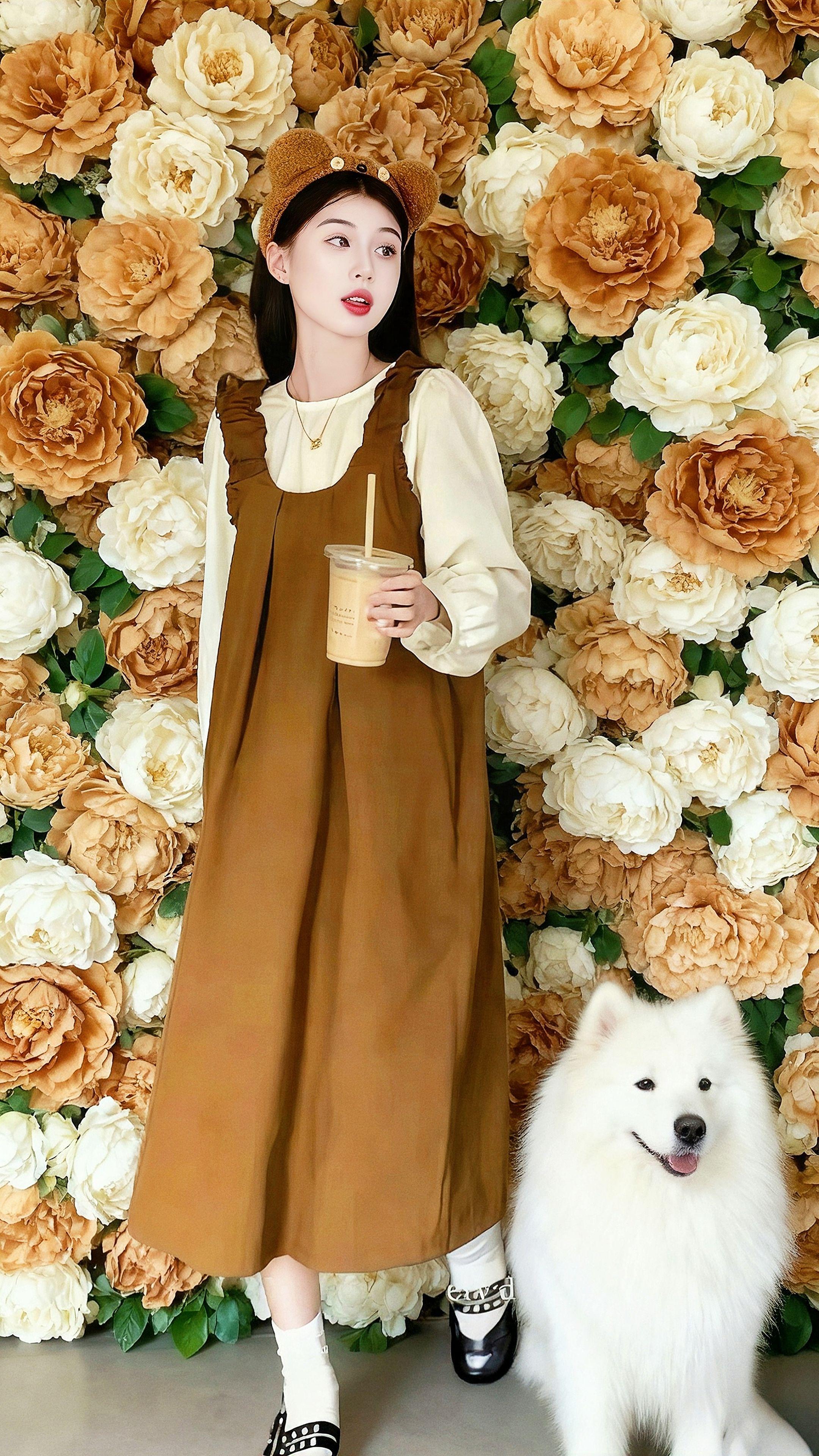 衬衫+时尚休闲背带裙套装。#孕期穿搭#孕妇装#韩版时尚穿搭#这个秋天被琥珀系治愈了#初秋一周不重样穿搭